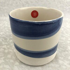 Ashland Ceramic Decorative Container/Planter with Ivory & Blue Swirls 5”x5” NWT